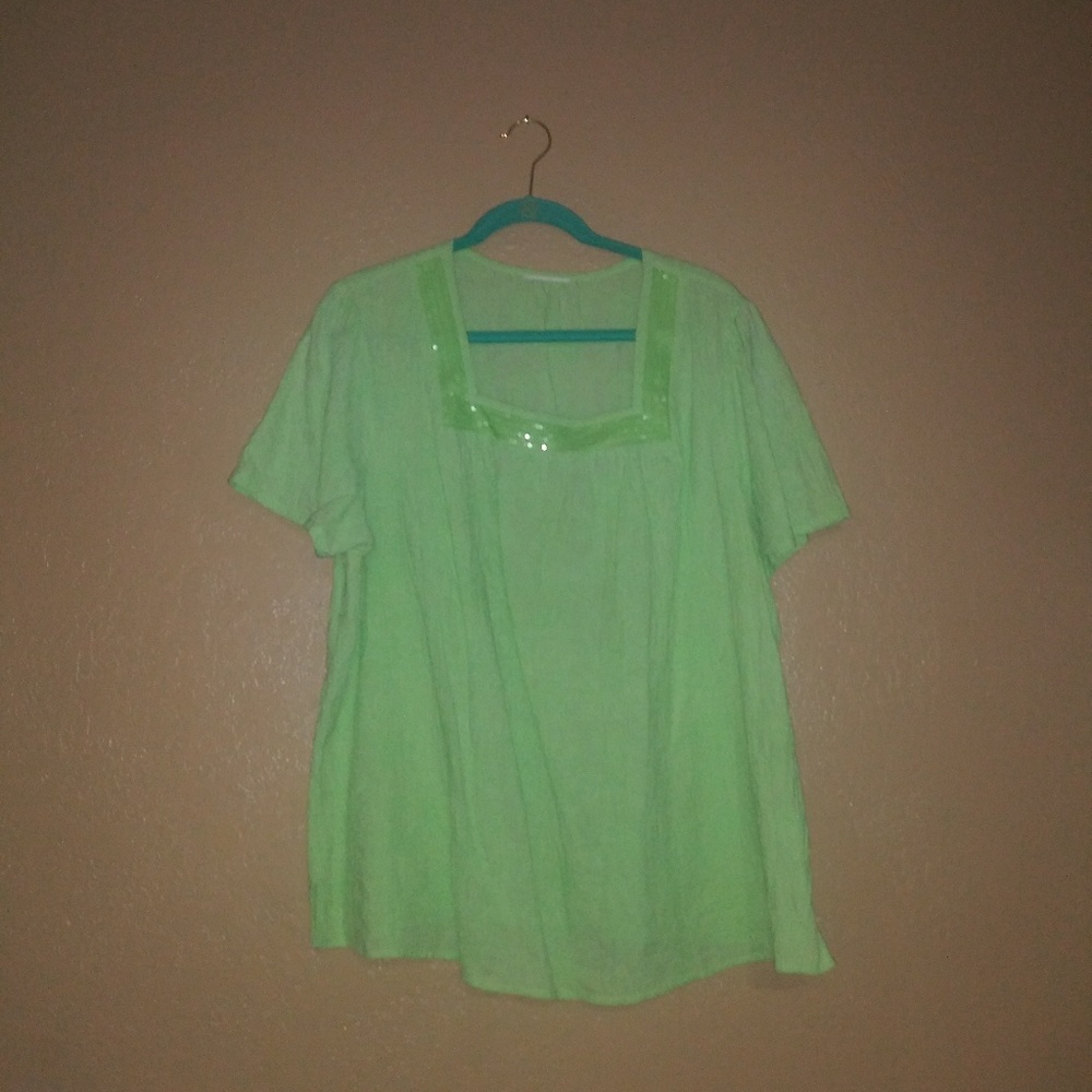 Lime green blouse 1X